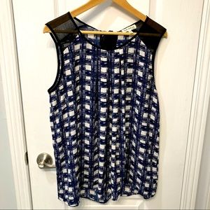 3/$30 Faith & Joy Sleeveless blouse Dark blue/white/black Size L